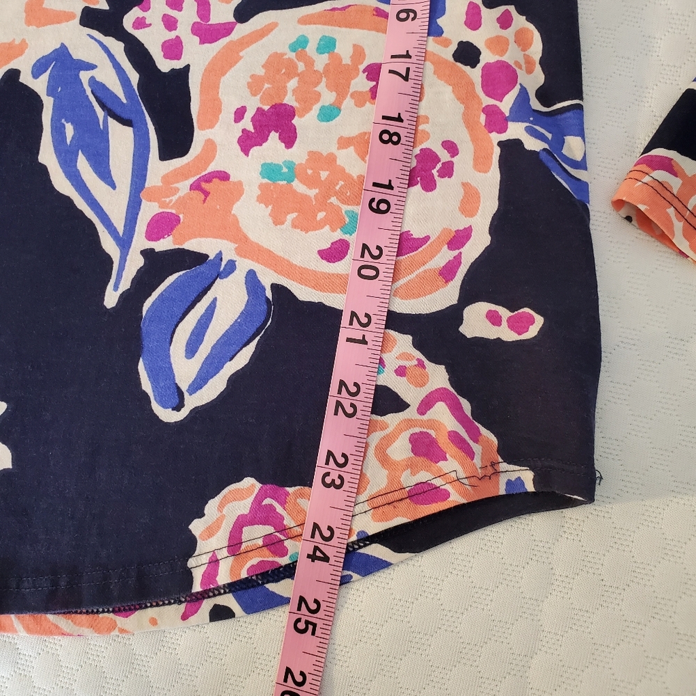 Lilly Pulitzer Talia Top Women Medium Navy Floral Resortwear Beach Comfy Coastal - Picture 13 of 15
